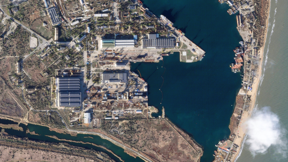 Το ρωσικό λιμάνι του Κερτς στη χερσόνησο της Κριμαίας, μετά από επίθεση ουκρανικού πυραύλου